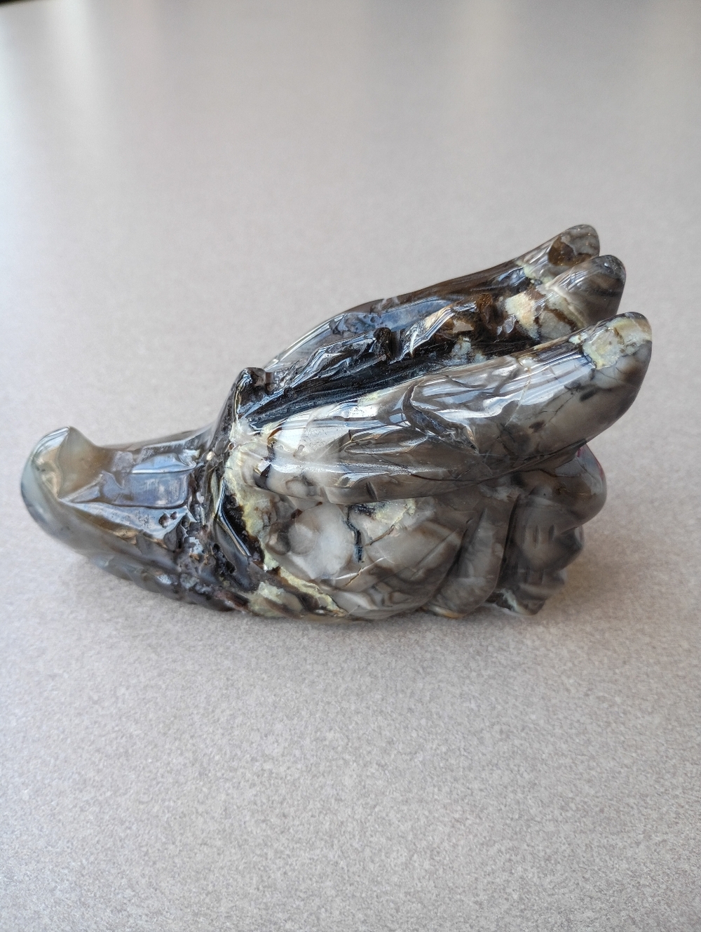 Hand Craved Volcano Agate Dragon Skull